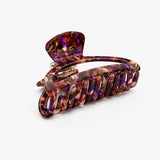 Hair clip Purple Brown Marble Round