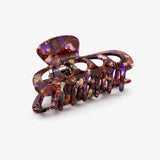 Hair Clip Round Effect Brown &amp; Multicolored Marble