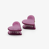 Hair clip Duo Heart Marble Shiny Purple