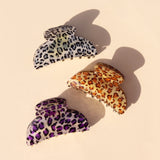 Hair clip Oval Leopard Brown