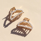 Hair clip Rounded Gold &amp; Pearls