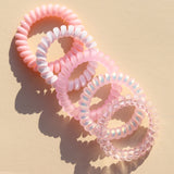 Rubber Twist Haarelastiekjes 6-Pack Shiny Lila Pink