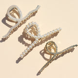 Hair clip Wave Gold &amp; Little Pearls